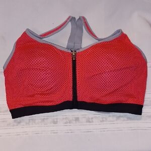 NWOT Vibrant Red and Gray Mesh Sports Bra